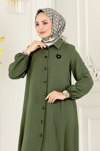 moda selvim Overcoat 7013TRT545 Khaki - Thumbnail