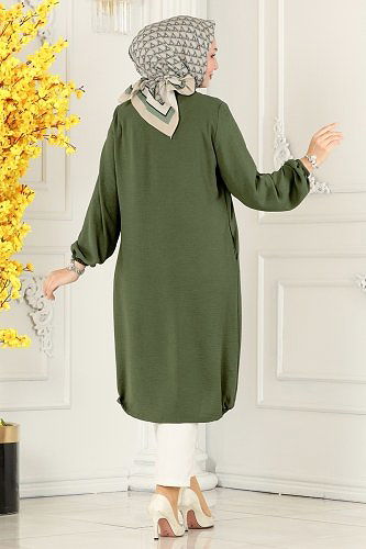 moda selvim Overcoat 7013TRT545 Khaki - Thumbnail