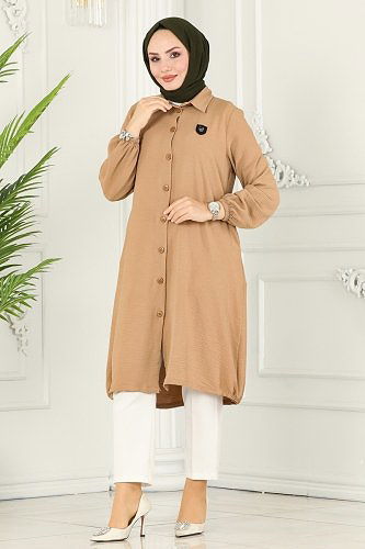moda selvim Overcoat 7013TRT545 Latte - Thumbnail