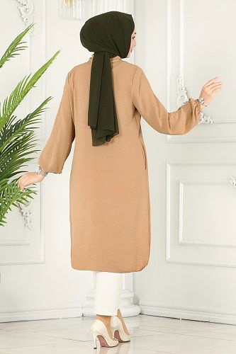 moda selvim Overcoat 7013TRT545 Latte - Thumbnail