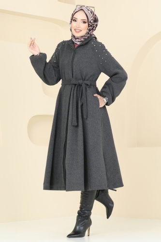 moda selvim Overcoat 7020TRT545 Anthracite - Thumbnail