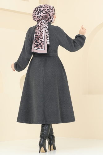 moda selvim Overcoat 7020TRT545 Anthracite - Thumbnail