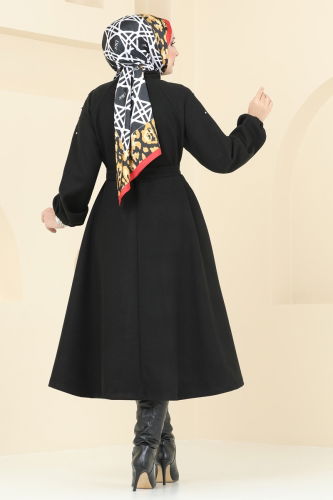 moda selvim Overcoat 7020TRT545 Black - Thumbnail