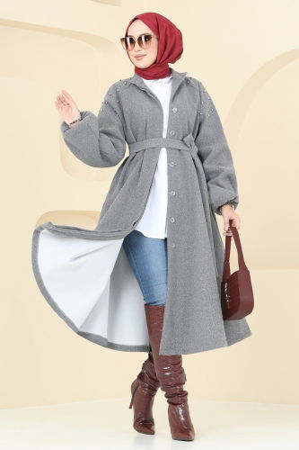 moda selvim Overcoat 7020TRT545 Gray - Thumbnail