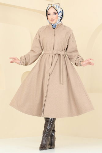 moda selvim Overcoat 7020TRT545 Latte - Thumbnail