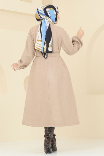 moda selvim Overcoat 7020TRT545 Latte - Thumbnail