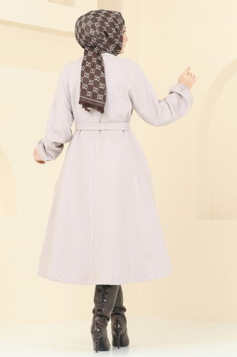 moda selvim Overcoat 7020TRT545 Stone - Thumbnail