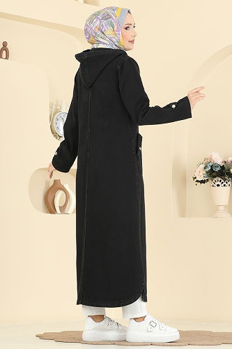 moda selvim Overcoat 7563ORG1169 Black Jeans - Thumbnail