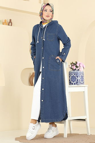 moda selvim Overcoat 7563ORG1169 Dark Denim - Thumbnail