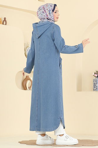 moda selvim Overcoat 7563ORG1169 Light Denim - Thumbnail