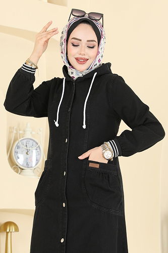 moda selvim Overcoat 7603ORG1169 Black Jeans - Thumbnail