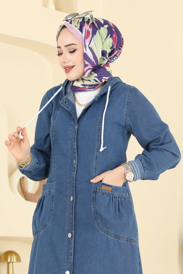 Overcoat 7603ORG1169 Light Denim - Moda Selvim