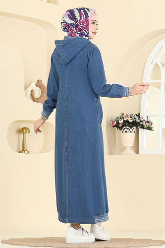 moda selvim Overcoat 7603ORG1169 Light Denim - Thumbnail