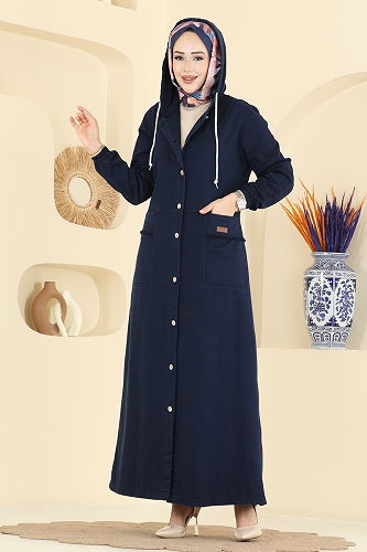 moda selvim Overcoat 7903ORG1169 Navy Blue - Thumbnail