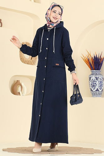 moda selvim Overcoat 7903ORG1169 Navy Blue - Thumbnail