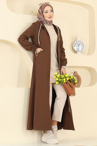 moda selvim Overcoat 7917ORG1169 Brown - Thumbnail