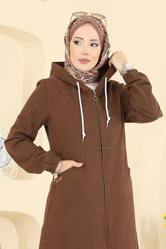 moda selvim Overcoat 7917ORG1169 Brown - Thumbnail