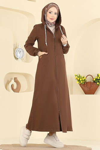 moda selvim Overcoat 7917ORG1169 Brown - Thumbnail
