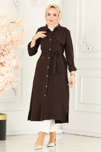 moda selvim Overcoat 8000TRT545 Brown - Thumbnail