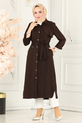 moda selvim Overcoat 8000TRT545 Brown - Thumbnail