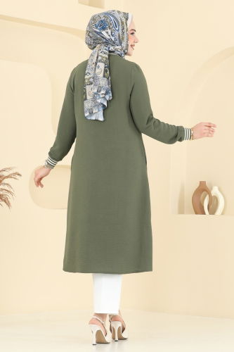 moda selvim Overcoat 8003BM387 Khaki - Thumbnail
