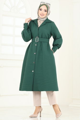 moda selvim Overcoat 8012TRT545 Emerald - Thumbnail