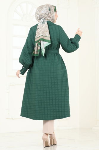 moda selvim Overcoat 8012TRT545 Emerald - Thumbnail