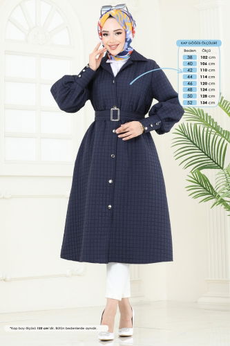 moda selvim Overcoat 8012TRT545 Navy Blue - Thumbnail