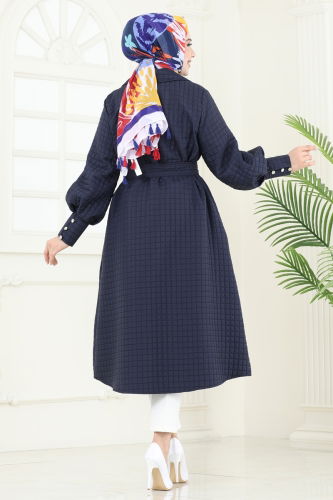 moda selvim Overcoat 8012TRT545 Navy Blue - Thumbnail