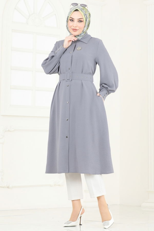 Modaselvim NET 20%+20% DISCOUNT IN THE CARD Overcoat 8020TRT545 Gray