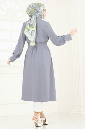 moda selvim Overcoat 8020TRT545 Gray - Thumbnail