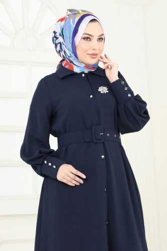 moda selvim Overcoat 8020TRT545 Navy Blue - Thumbnail
