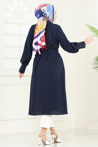moda selvim Overcoat 8020TRT545 Navy Blue - Thumbnail
