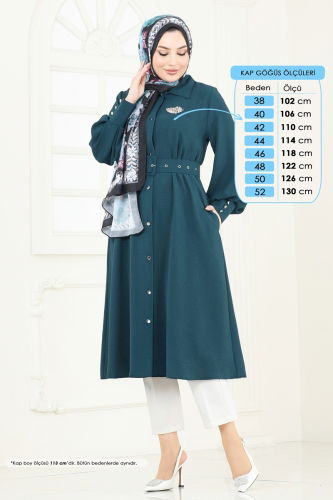 moda selvim Overcoat 8020TRT545 Petroleum - Thumbnail