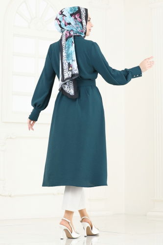 moda selvim Overcoat 8020TRT545 Petroleum - Thumbnail