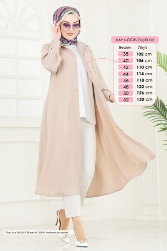 moda selvim Overcoat 8020TRT545 Stone - Thumbnail