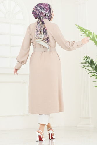 moda selvim Overcoat 8020TRT545 Stone - Thumbnail