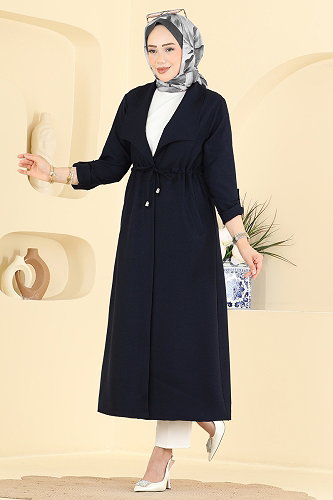moda selvim Overcoat 8030MP806 Dark Navy Blue - Thumbnail