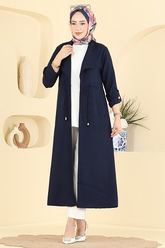moda selvim Overcoat 8030MP806 Navy Blue - Thumbnail