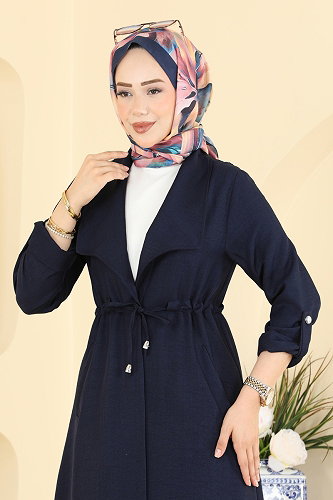 moda selvim Overcoat 8030MP806 Navy Blue - Thumbnail