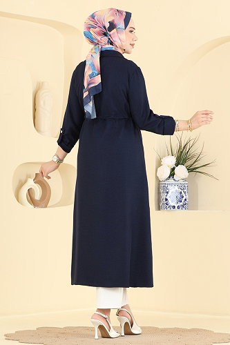 moda selvim Overcoat 8030MP806 Navy Blue - Thumbnail