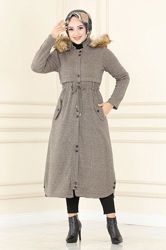 moda selvim Overcoat 8063UKB139 Vision - Thumbnail