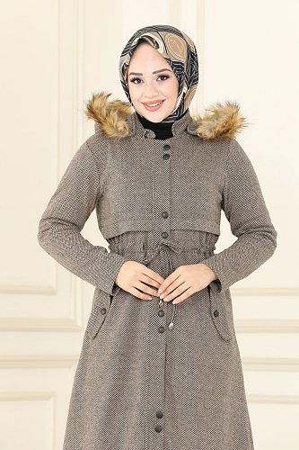 moda selvim 8063UKB139 بيج ملابس قصيره - Thumbnail