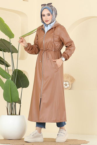moda selvim Overcoat 8148AB368 Tan - Thumbnail