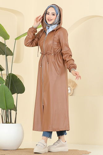 moda selvim Overcoat 8148AB368 Tan - Thumbnail