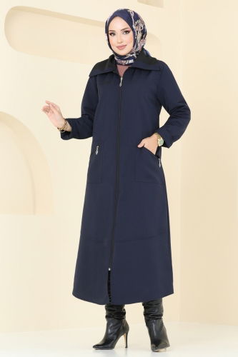 moda selvim Overcoat 9004MSA980 Navy Blue - Thumbnail