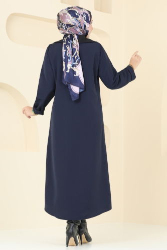 moda selvim Overcoat 9004MSA980 Navy Blue - Thumbnail