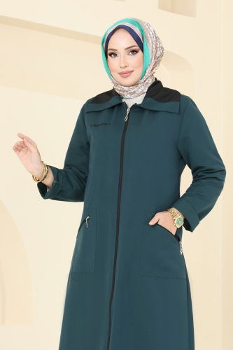 moda selvim Overcoat 9004MSA980 Petroleum - Thumbnail