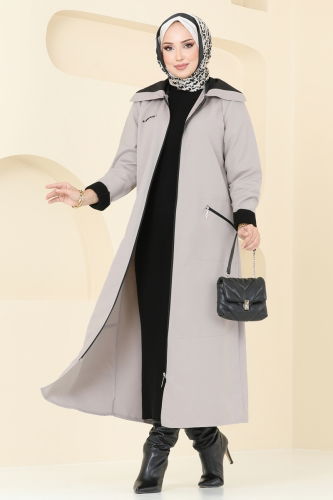 moda selvim Overcoat 9004MSA980 Stone - Thumbnail