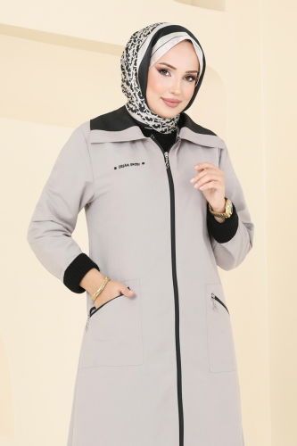 moda selvim Overcoat 9004MSA980 Stone - Thumbnail